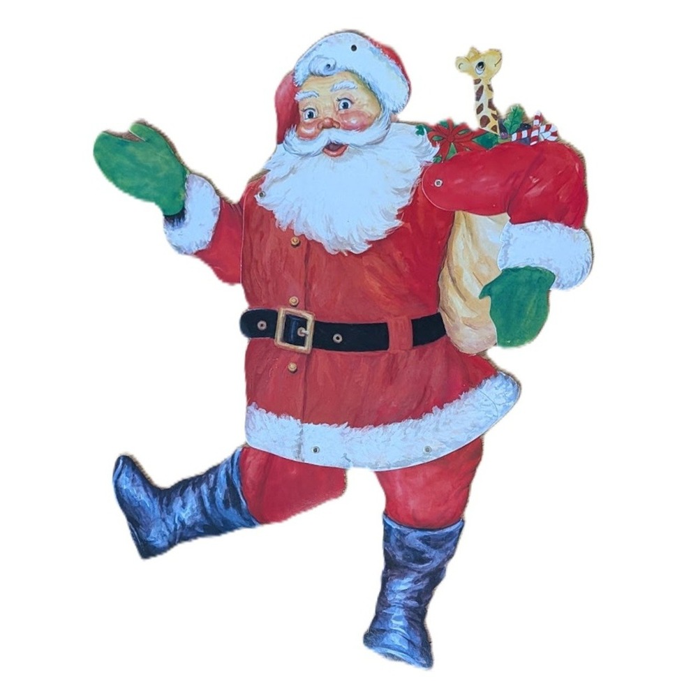 Vintage Jointed Die Cut Santa Claus Cardboard Decoration, 14 x 25, Minor Flaws - Picture 4 of 6